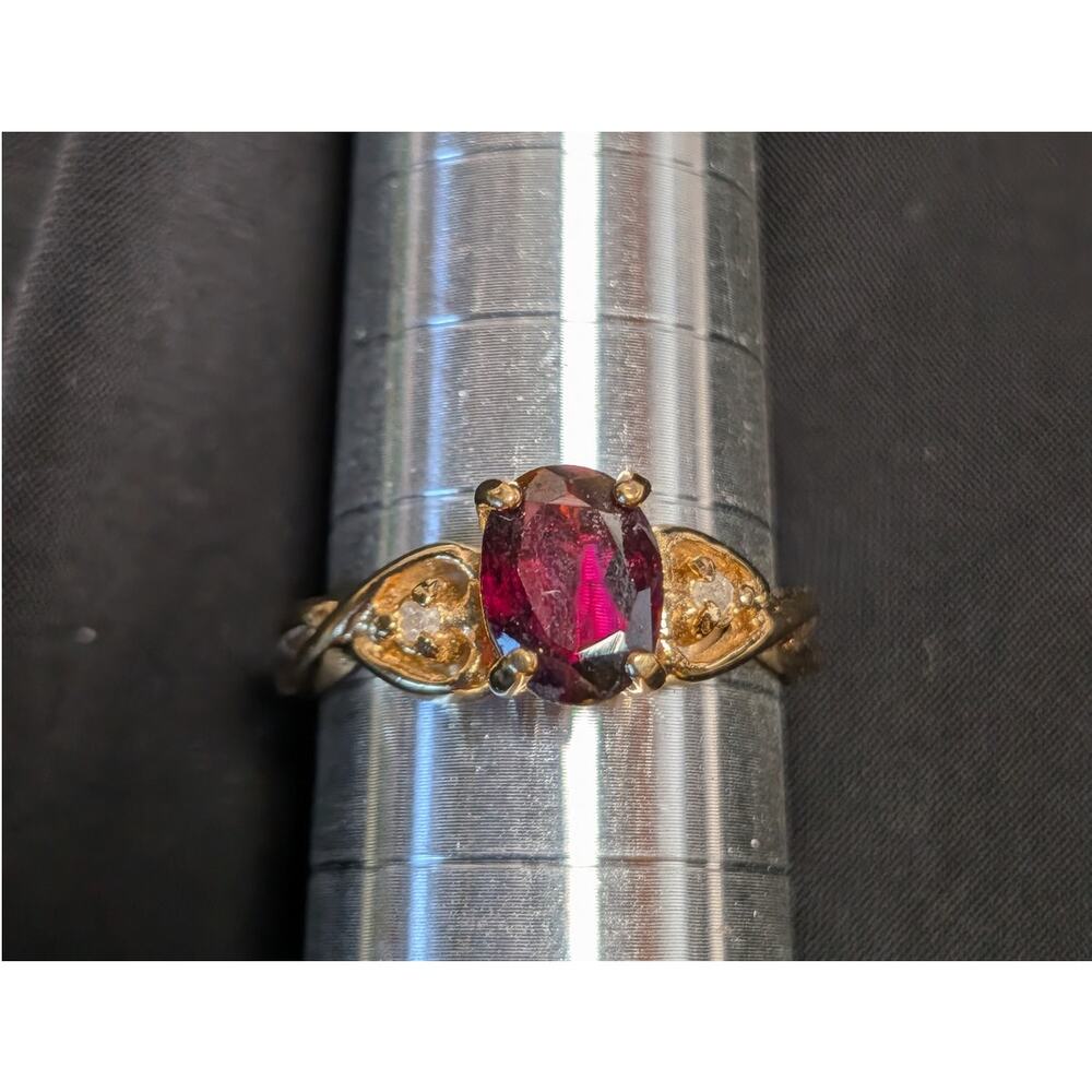Lind Jewelry Co 14K HGE Garnet CZ Accent Ring Womens Size 6.75 Estate Vintage